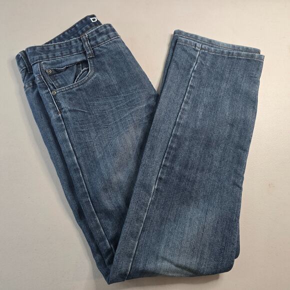 DKNY Mott Jeans Women's 20 (waist 32) Blue Dark Wash Slightest Distress Straight - Picture 8 of 16